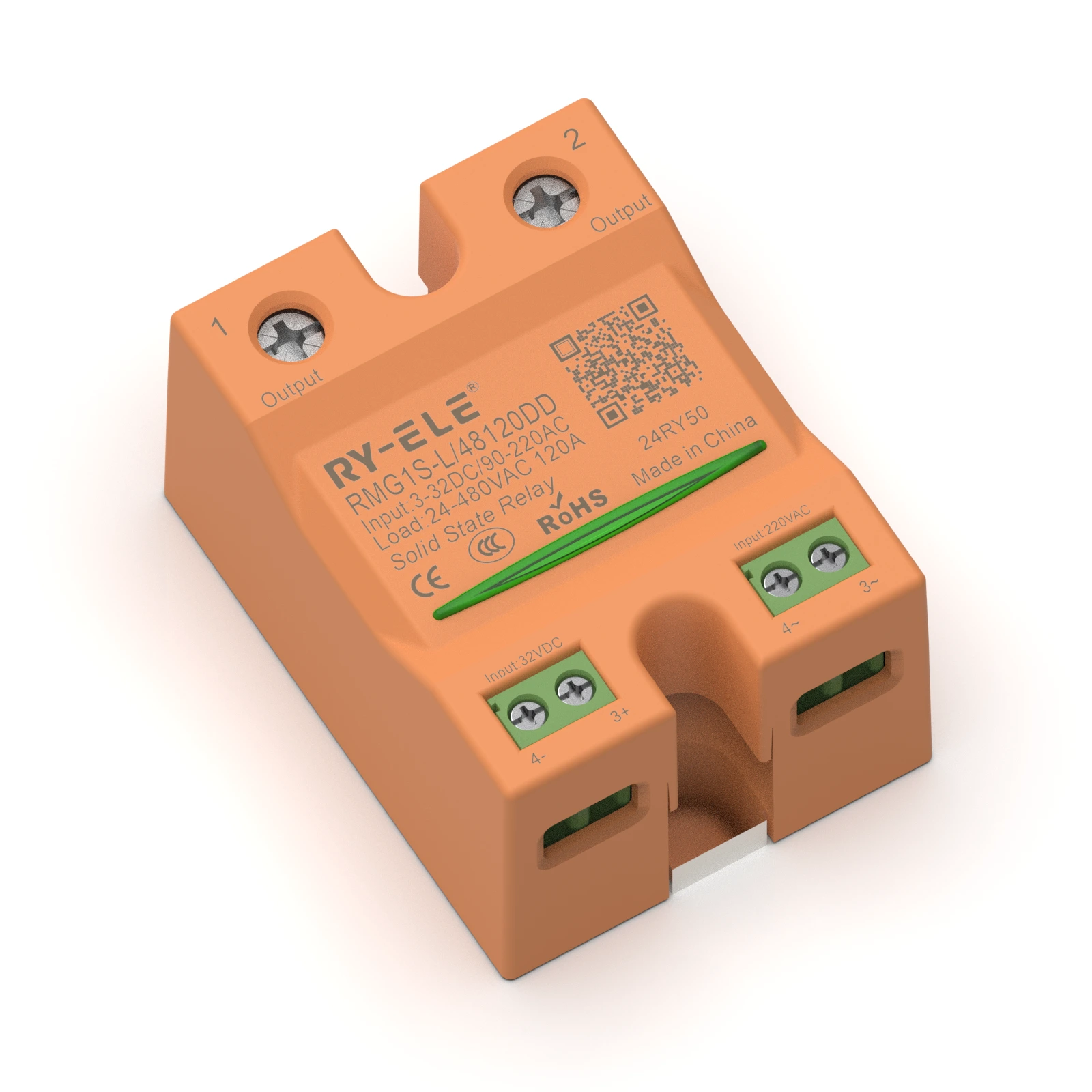 120A 24～480VAC Industrial Control RMG1S Single-phase DC Control DC Solid State Relay RY-ELE 1