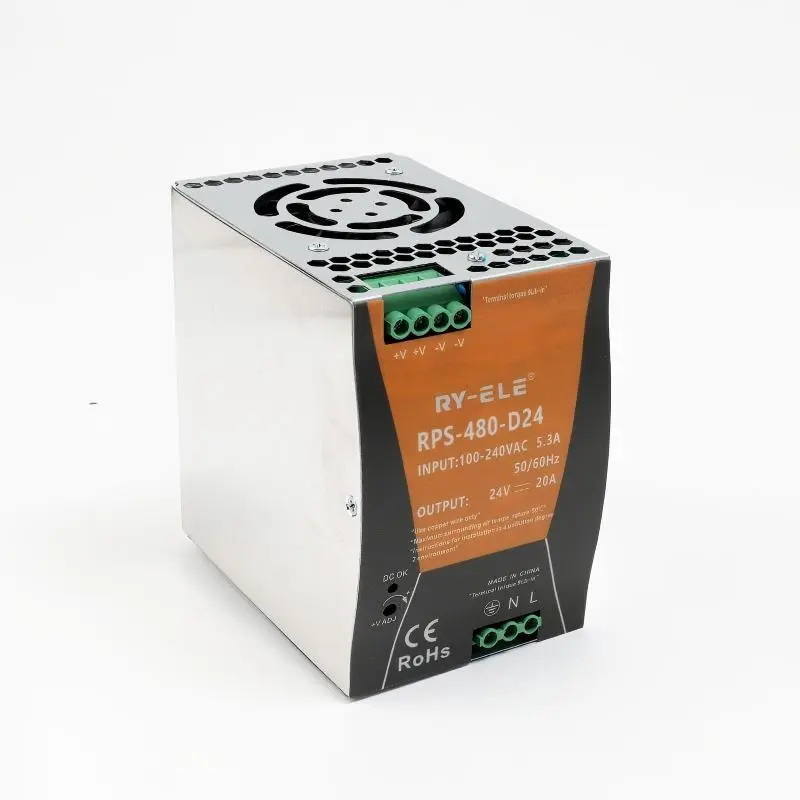 مصدر طاقة 480 واط 20 أمبير مثبت على سكة DIN لخزانة توزيع الطاقة RPS-480-24 RY-ELE 1