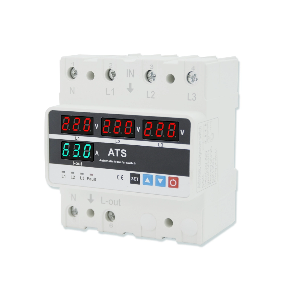 Protetor de sobretensão/subtensão digital de 63 A com 4 displays, relé inteligente de monitoramento de energia com rastreamento em tempo real de tensão, corrente, kW e Hz. 1
