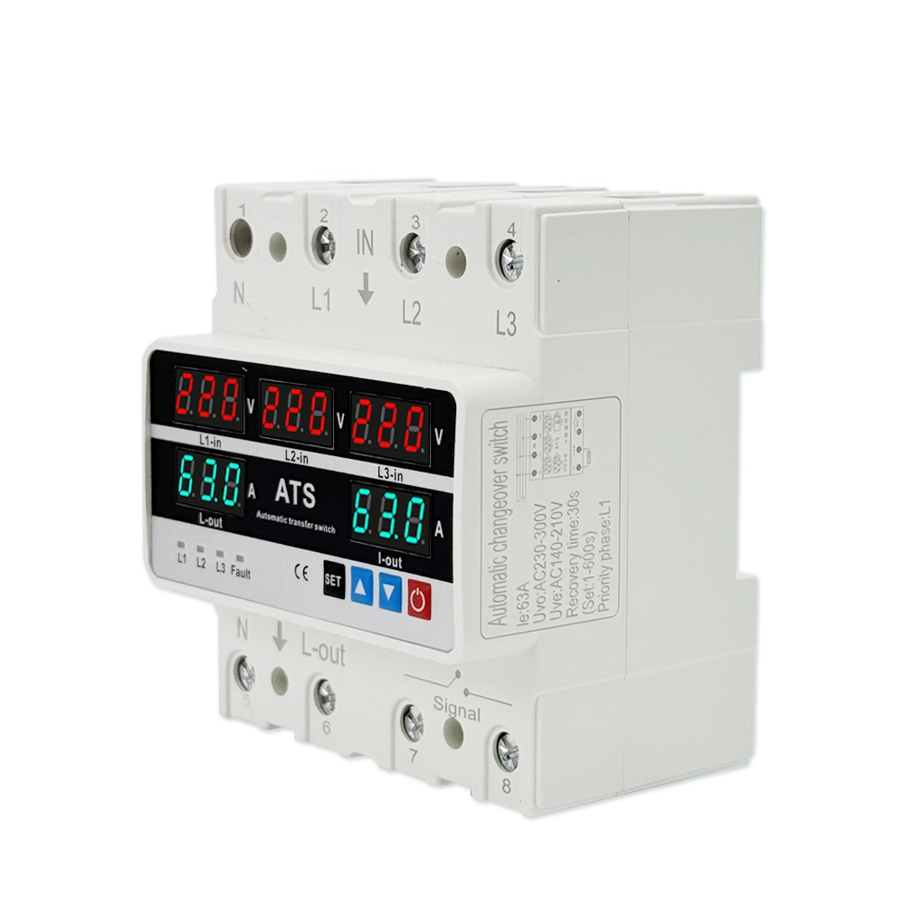 Protector de voltaje premium de 63 A con 5 pantallas, monitor de calidad de energía todo en uno con seguimiento en tiempo real de V/A/kW/Hz/PF y reconexión automática. 1