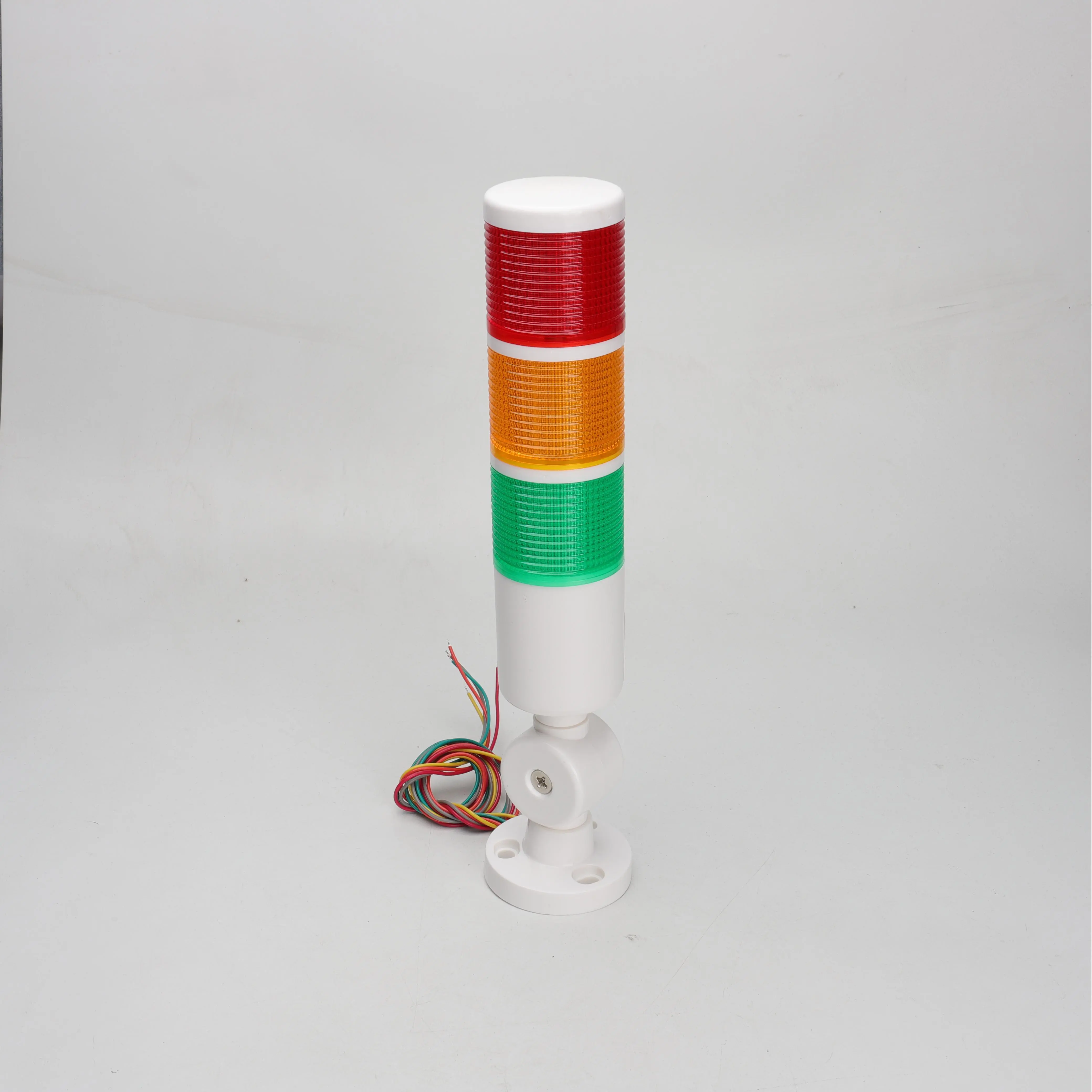 Torre de sinalização LED industrial série RT50, com 3 camadas de luzes (vermelha/amarela/verde) e buzzer, 24V DC/220V AC, IP30, para máquinas CNC. 1