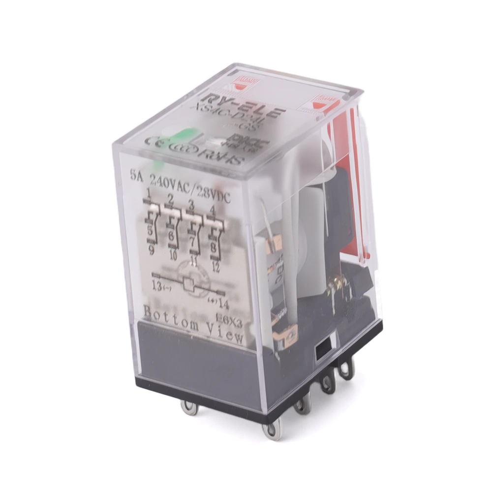 5A 14pin XS4C-D24L-GS Miniature Intermediate Relay DC 24V with LED Indicator 4PDT Heavy Duty Control Relay for Automation RY-ELE 1