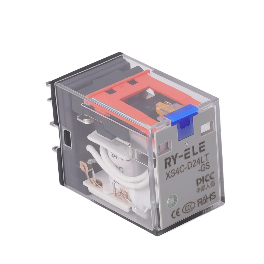 Relé intermediário miniatura XS4C-D24LT-GS 5A 14 pinos DC 24V geral com indicador LED tipo plug-in para automação industrial RY-ELE 1