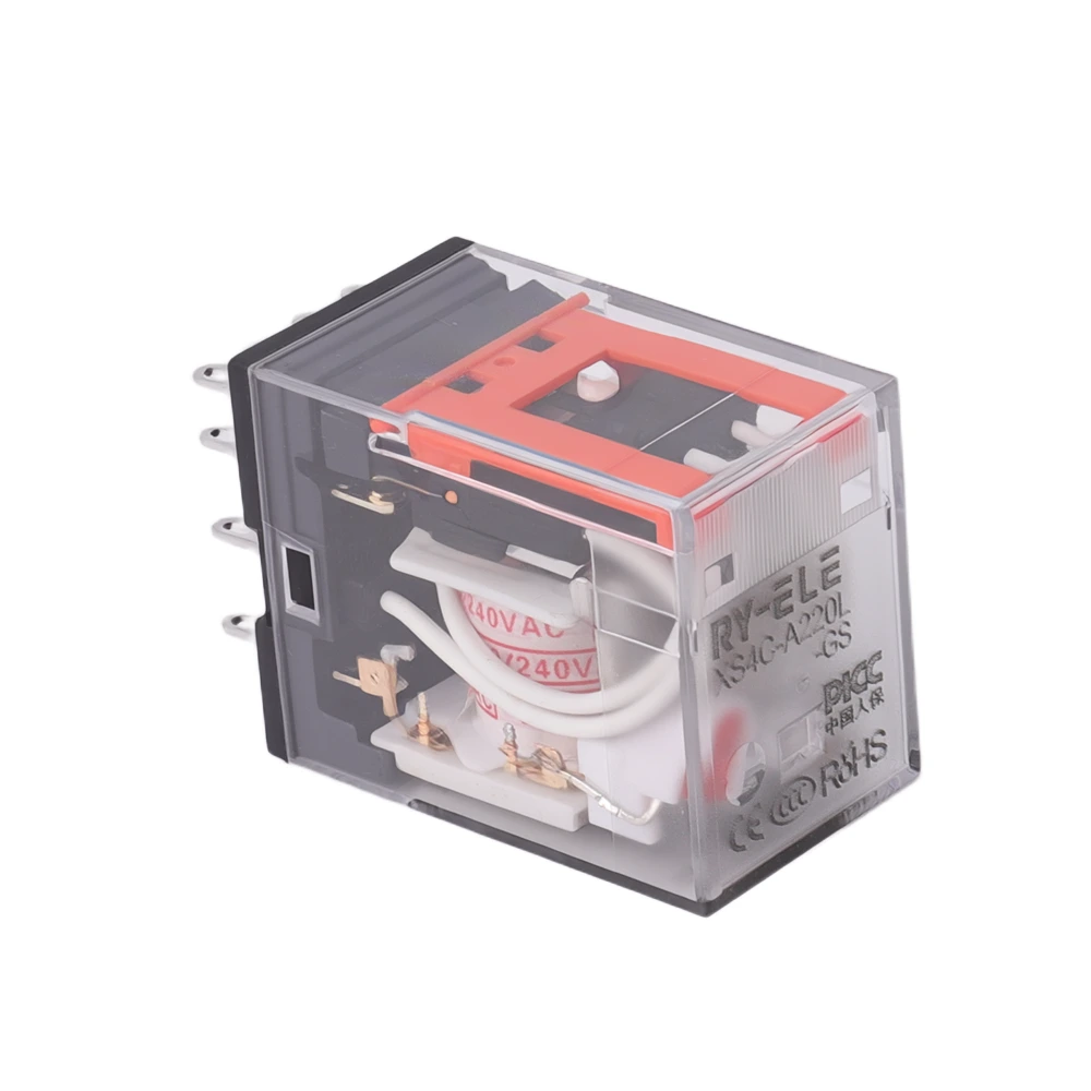 Relé intermedio miniatura XS4C-A220L-GS de 5 A y 14 pines, AC220V, general con indicador LED, tipo enchufable para automatización industrial RY-ELE 1