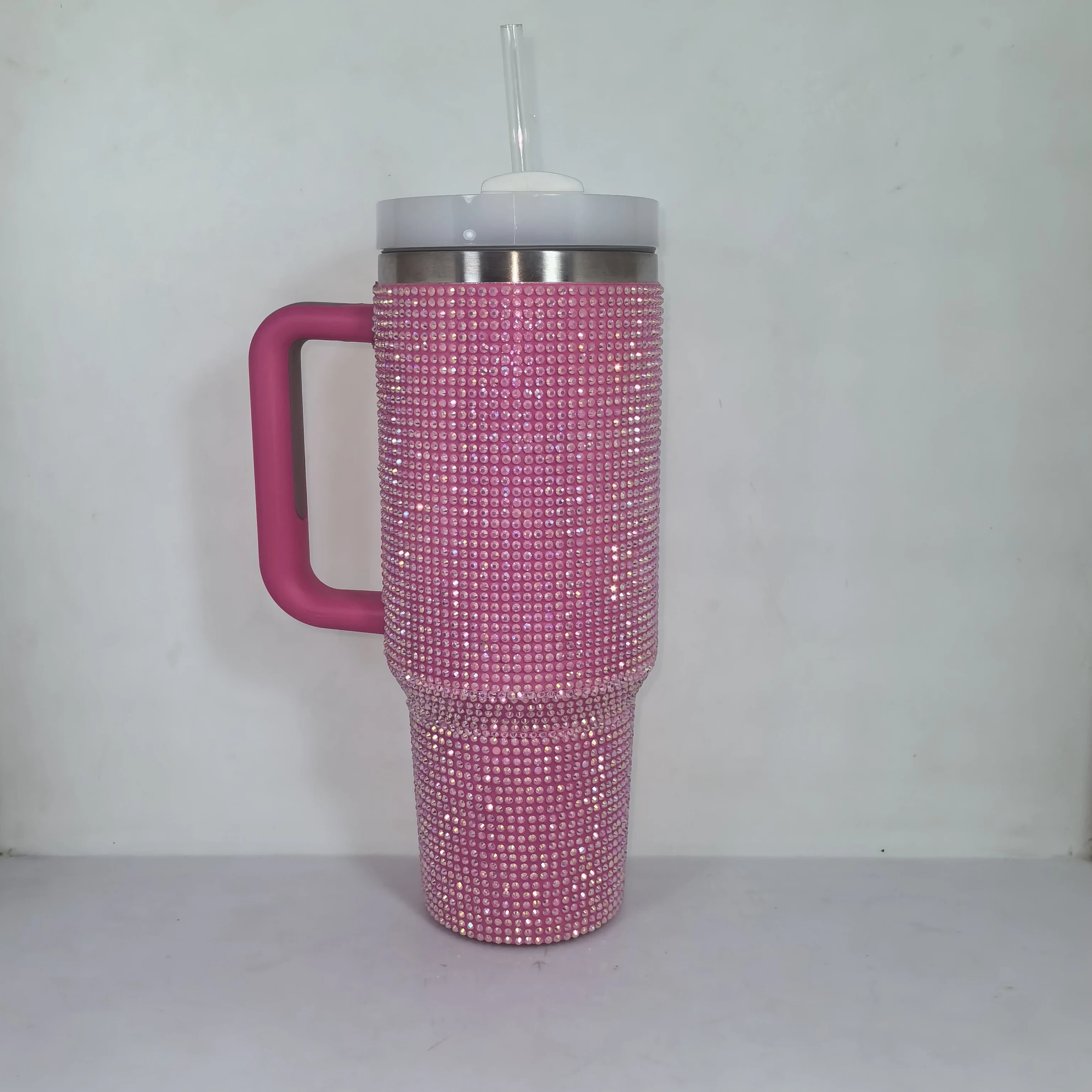 Double Wall Insulated Bottle Stainless Steel Vacuum Middle Mouth Glitter Rhinestones Shining Water Bottle 1