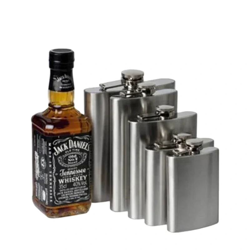 Optional Capacity Stainless Steel Sanding 7oz Silver Wholesale Hip Flask For Whiskey 1