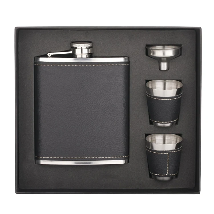 Premium Quality Stainless Steel 7oz Hip Flask Gift Set With Funnel And Shot Glasses 1
