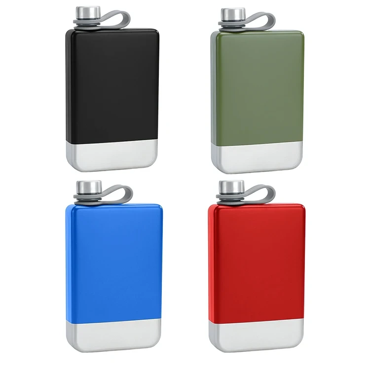 9oz Outdoor Spray Painting 304 Stainless Steel Square Water Flask Portable Outdoor Liqueur Sports Hip Flask For Whiskey 1