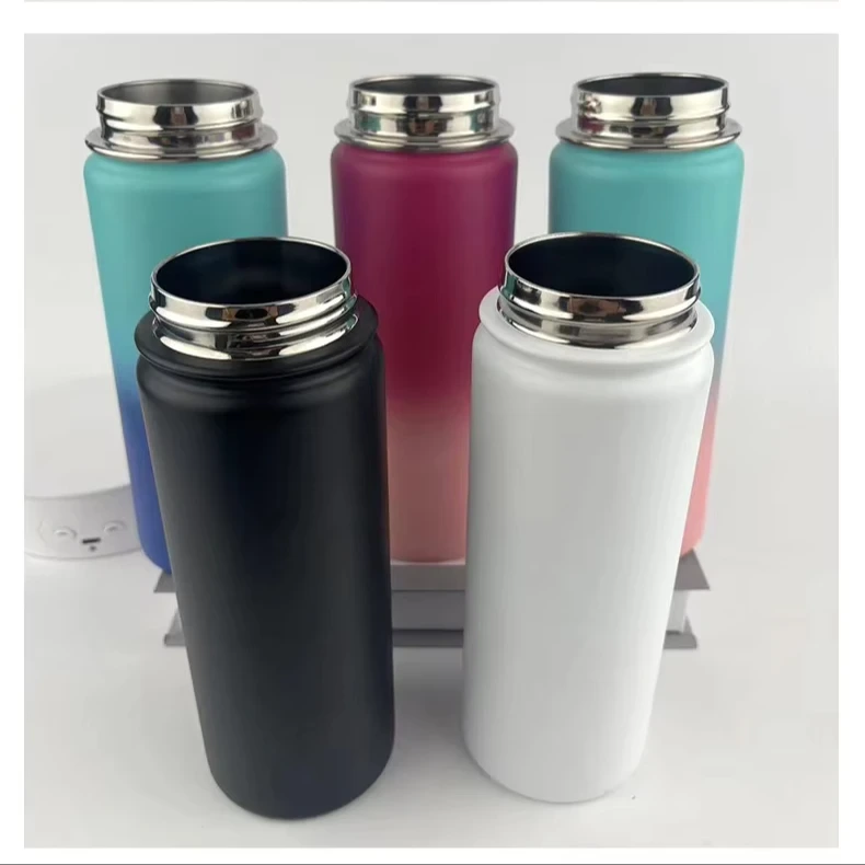 Double Sports Water Bottle Large Capacity Thermos Cup Suction Nozzle Cover 1