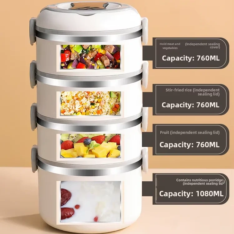 304 Stainless Steel Office Workers Portable Pot Multi-layer Bento Box Students Large Capacity Lunch Insulated Lunch Box 1