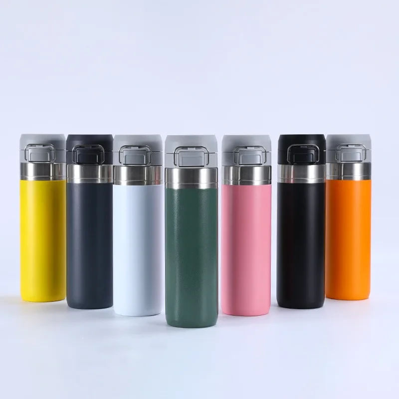 American 304 Stainless Steel Thermos Cup Portable Portable Sports Kettle Large Capacity Plastic Spray Vacuum Bouncing Cup 1