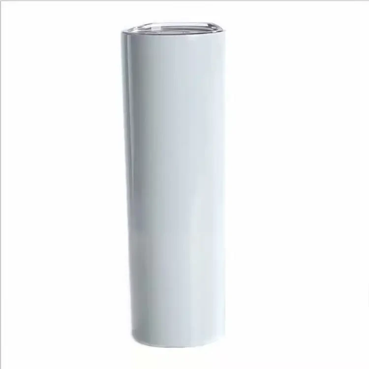 Vendas quentes moda branca parede dupla de aço inoxidável 20 onças copos magros isolados copos de água retos com canudos 1