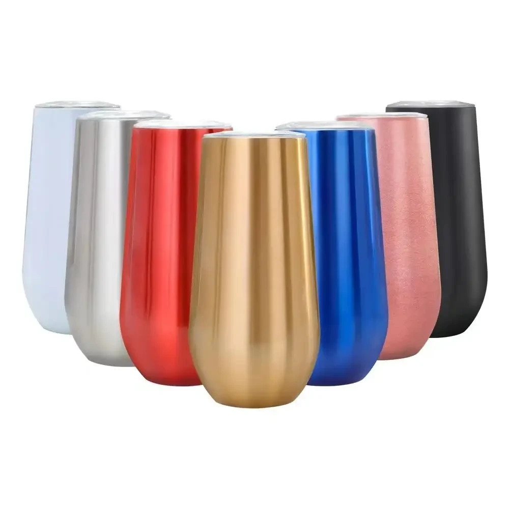 2024 Hot Sales 8oz Stemless Champagne Glasses Double Wall Stainless Steel Champagne Flute Tumbler Vacuum Drink Cups With Lids 1