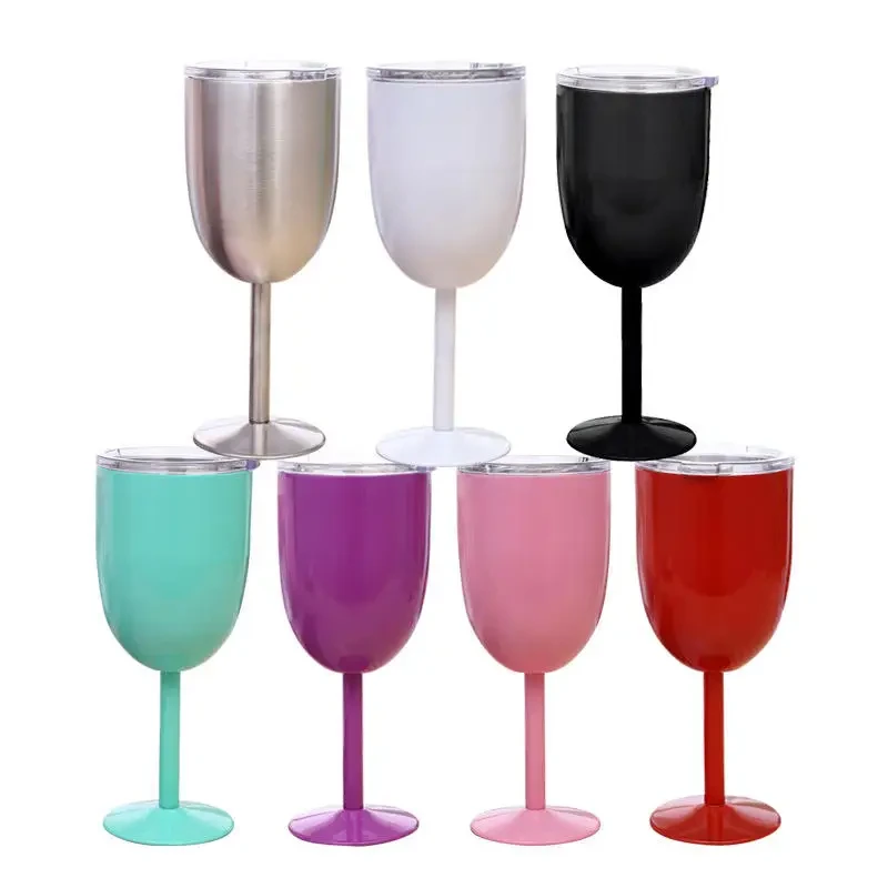 Hot Selling 300ml Double Wall 304 Stainless Steel Wine Insulated Glass Goblet Wine Cup Customized Champagne Glass 1