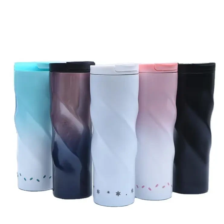 500ml Spiral 304 Double Wall Stainless Steel Thermal Mug Leak-proof Tea Coffee Cup Portable Thermos Bottle School Drinking Flask 1