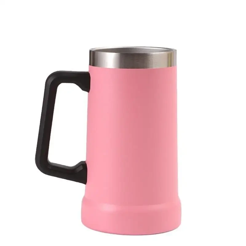 24 Oz Metal Insulated Beer Stein Drink Mug Tumbler With Handle And Lid Keeps Drinks Ice Cold 1