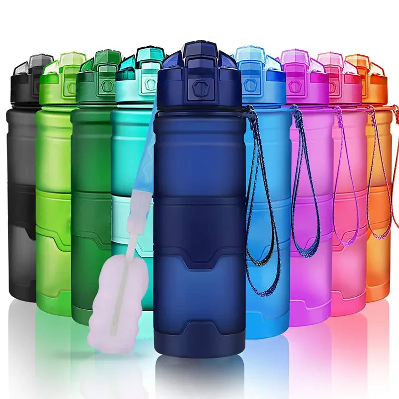 1l Sports Water Bottle Large Capacity Drink Bottle Tritan Leak Proof Drinkware Creative Frosted Water Bottle With Rope Bpa Free 1