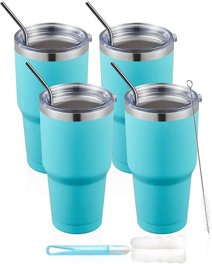 Customized Logo Sports Vacuum Flask Insulated Double Wall 32oz 40oz Wide Mouth Stainless Steel Water Bottles Straw Lid 1