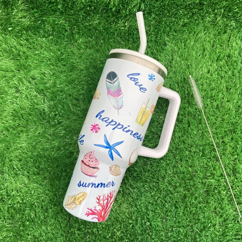 New Design Tumblers Feather Series 304 Stainless Steel Sublimation Tumbler Cups With Lid 1