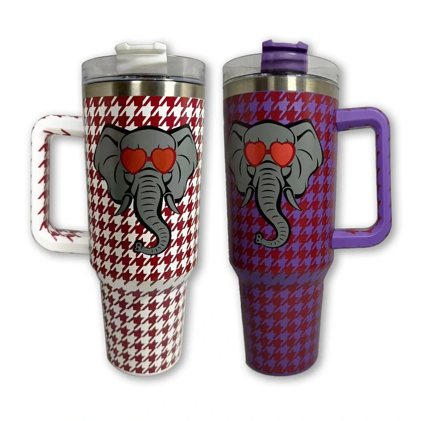 Custom 40oz 20oz Double Wall Stainless Steel Insulated Tiger Stripe Tumbler With Straw And Handle 1