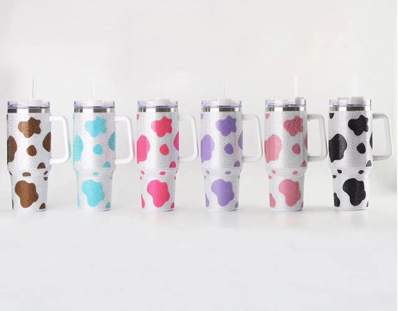 2024 Diamond Decoration Popular 40oz 20oz Straight Double Wall Stainless Steel Insulated Sublimation Tumbler With 1