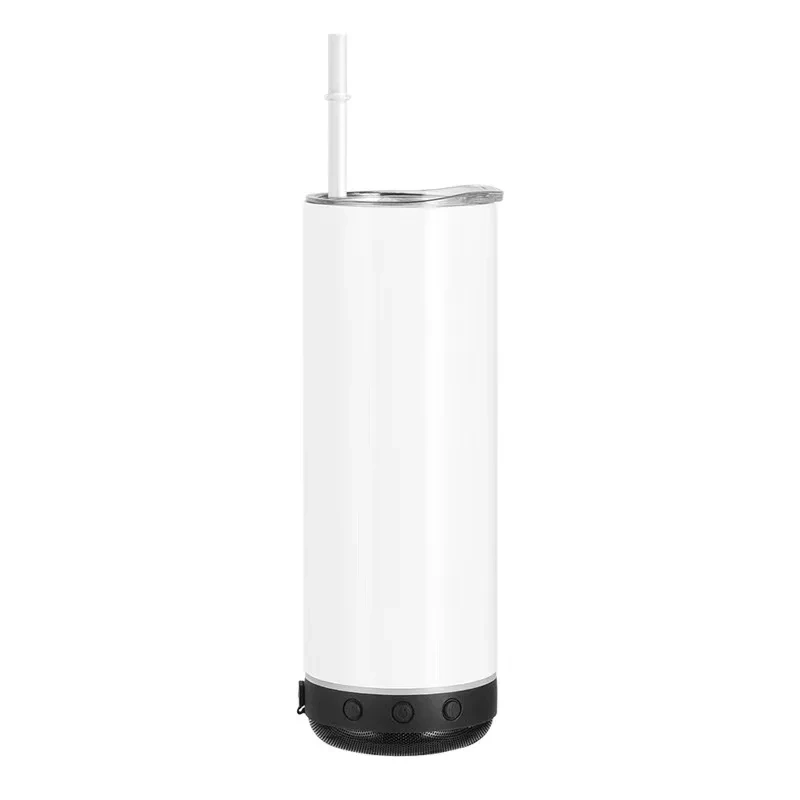 Wholesale Blank Technology China Smart 20 Oz White Skinny Personalized Sublimation Travel Tumbler With Bluetooth Speaker 1