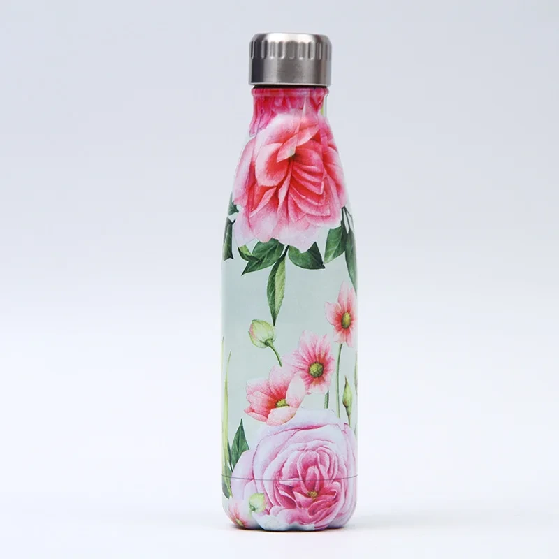 Taza Termo de acero inoxidable 304, olla para deportes al aire libre, copa para el vientre, botella de Cola al vacío con flor de viento china personalizada 1