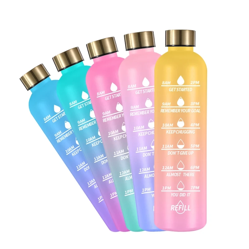 China Fruit Water Bottle Plastic Water Bottle With Straw Drinking Motivational 520ml Wheat Straw With Rope Squeeze Sport 1000ml 1