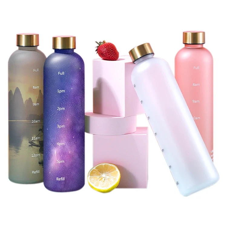 China Selection Ineedu In Stock 1l Leakproof Tritan Bpa Free Sports Motivational Plastic Water Bottle With Time Marker 1