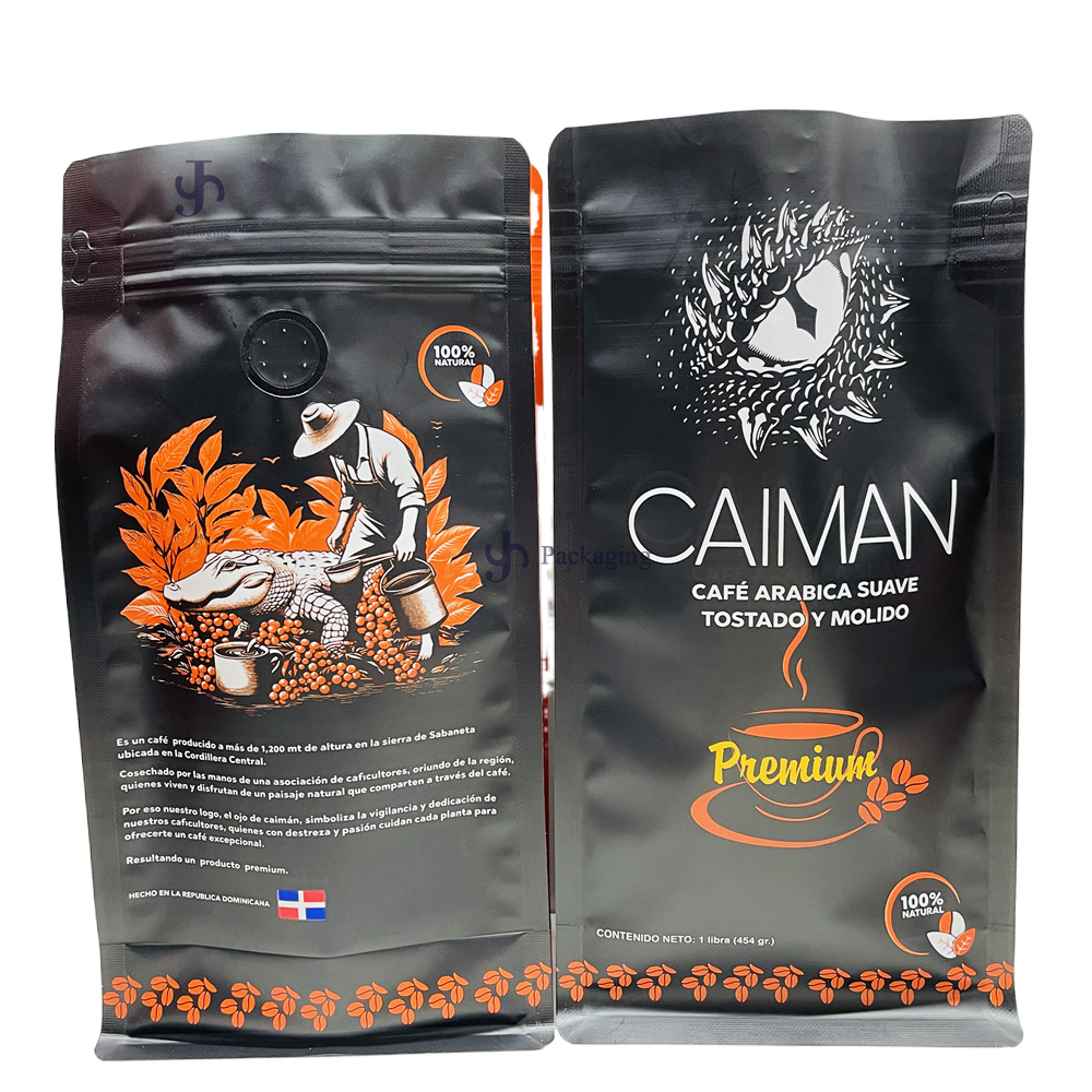 Custom Printed Aluminum Foil Flat Bottom Empty Coffee Bag With Valve | JSHINEPACK 1