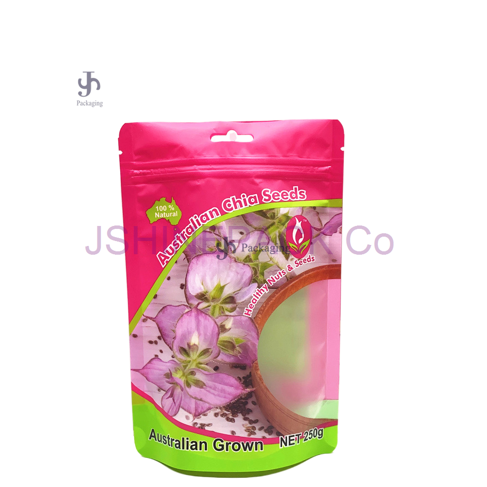 Matte Premium Chia Seed Packaging Stand Up Pouch with Resealable zipper and Euro hole | JSHINEPACK 1
