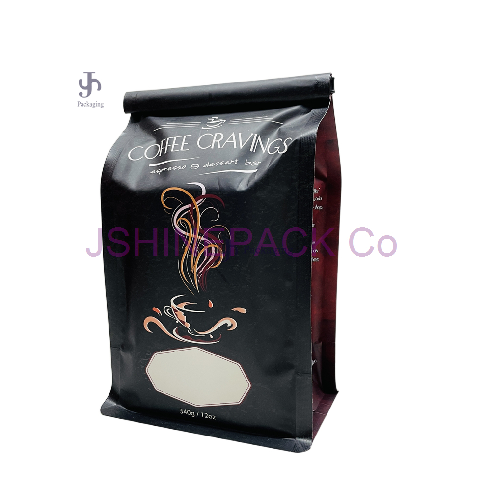 Eleganter Flachbodenbeutel mit Blechverschluss für Kaffeebohnen | JSHINEPACK 1