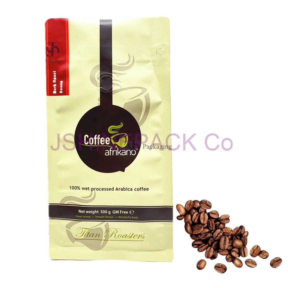 Kaffeebeutel nach Maß mit flachem Boden und Luftventil | JSHINEPACK 1