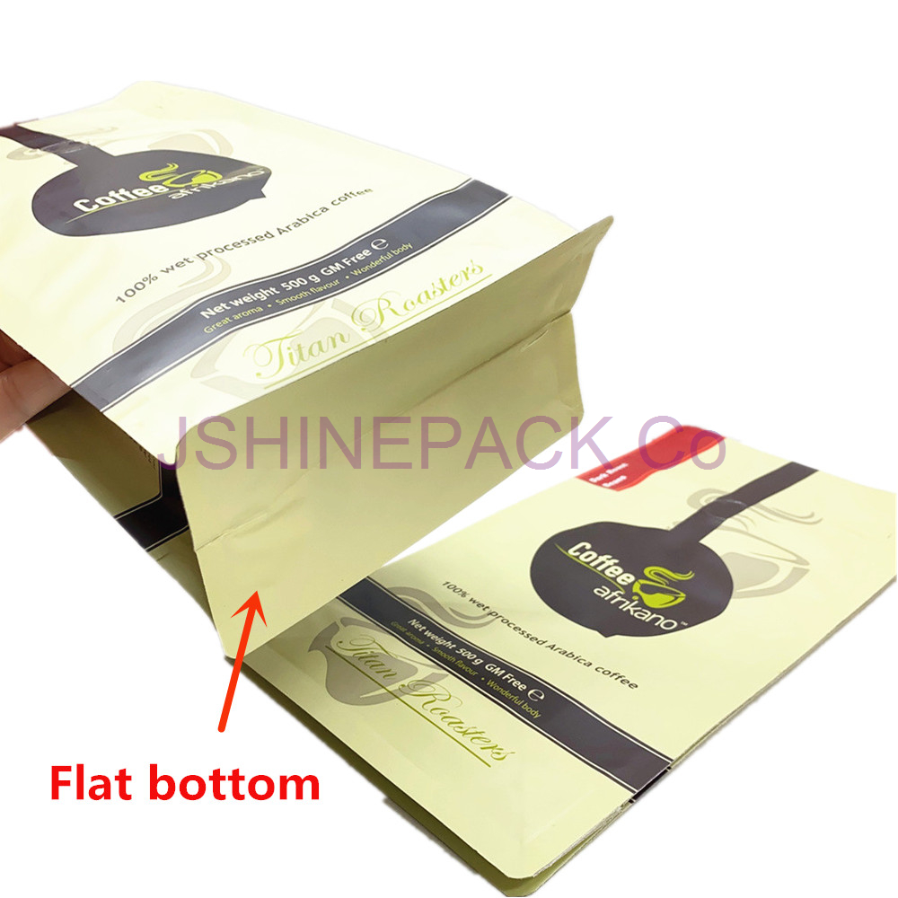 أكياس قهوة بتصميم مخصص بقاع مسطح وصمام هواء | JShinepack 4
