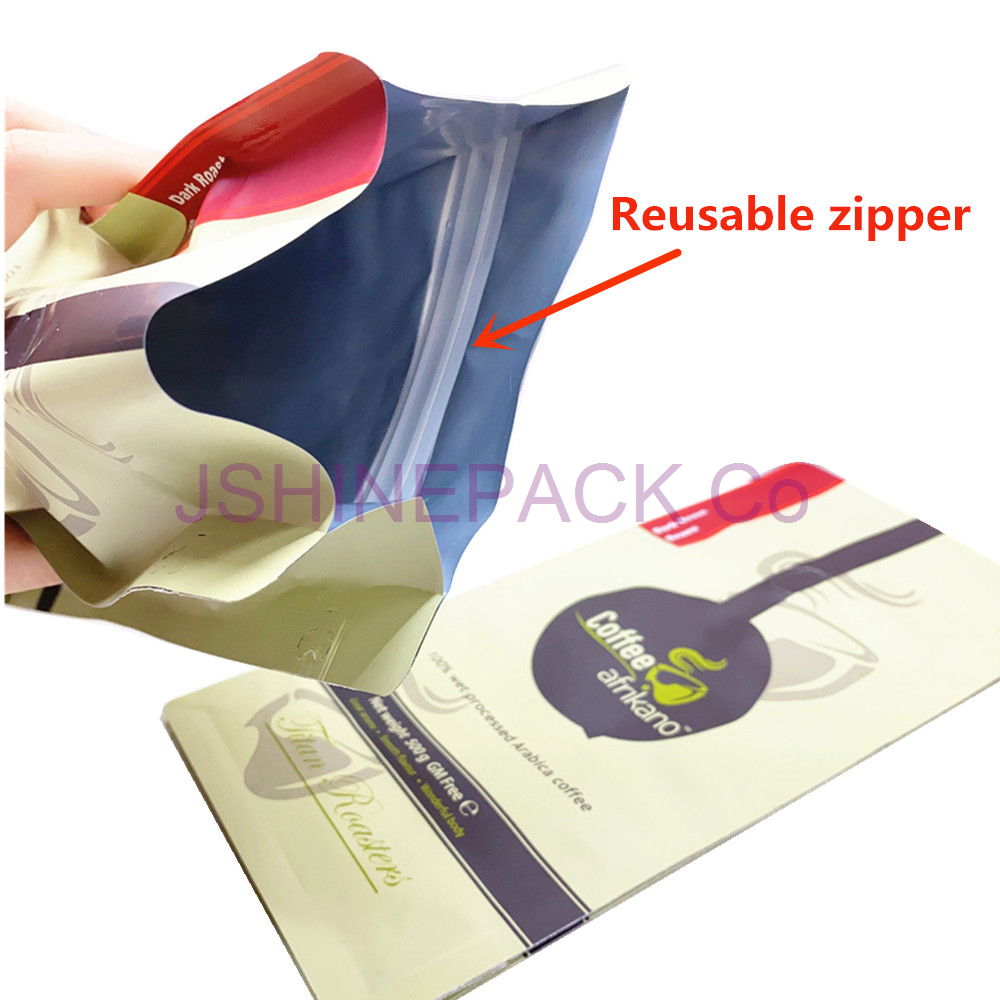 أكياس قهوة بتصميم مخصص بقاع مسطح وصمام هواء | JShinepack 6