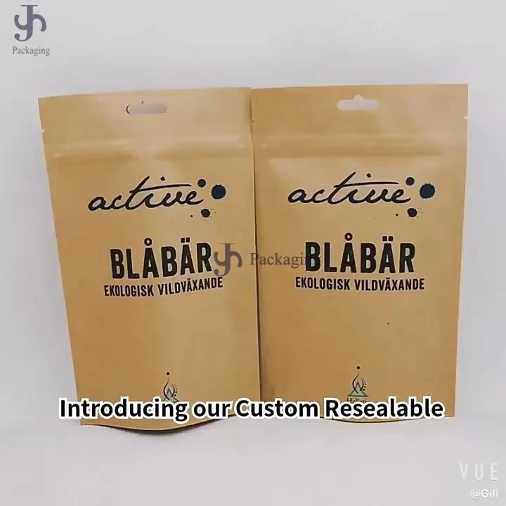 Custom Design Printed Eco Friendly Stand Up Tea Recyclable Ziplock Kraft Paper Pouch Bags 1
