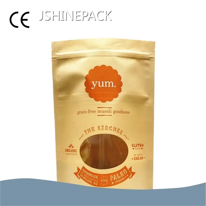 JSHINEPACK Weed Zip Bags Custom Kraft Paper Stand Up Zipper Food Packaging Bag with Windowsupplier 1