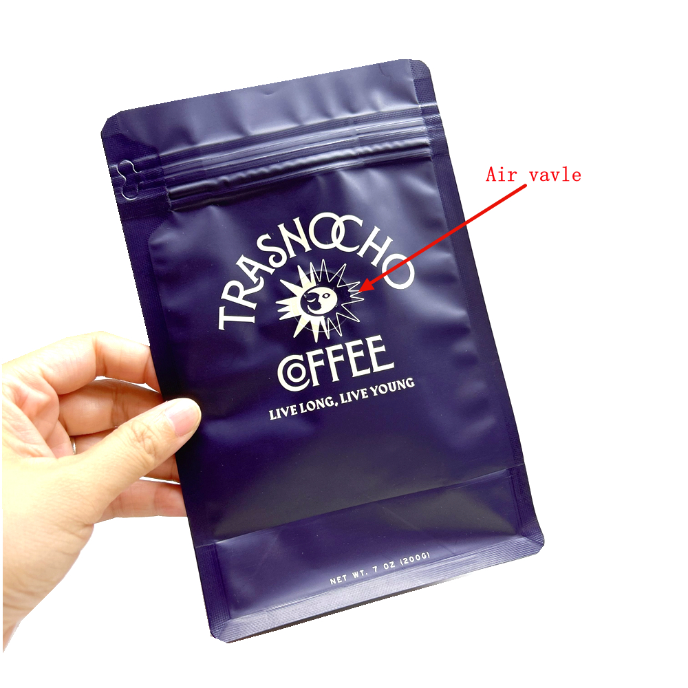 Benutzerdefinierte Faltbodenbeutel aus Aluminiumfolie mit Ventil für Kaffee 3