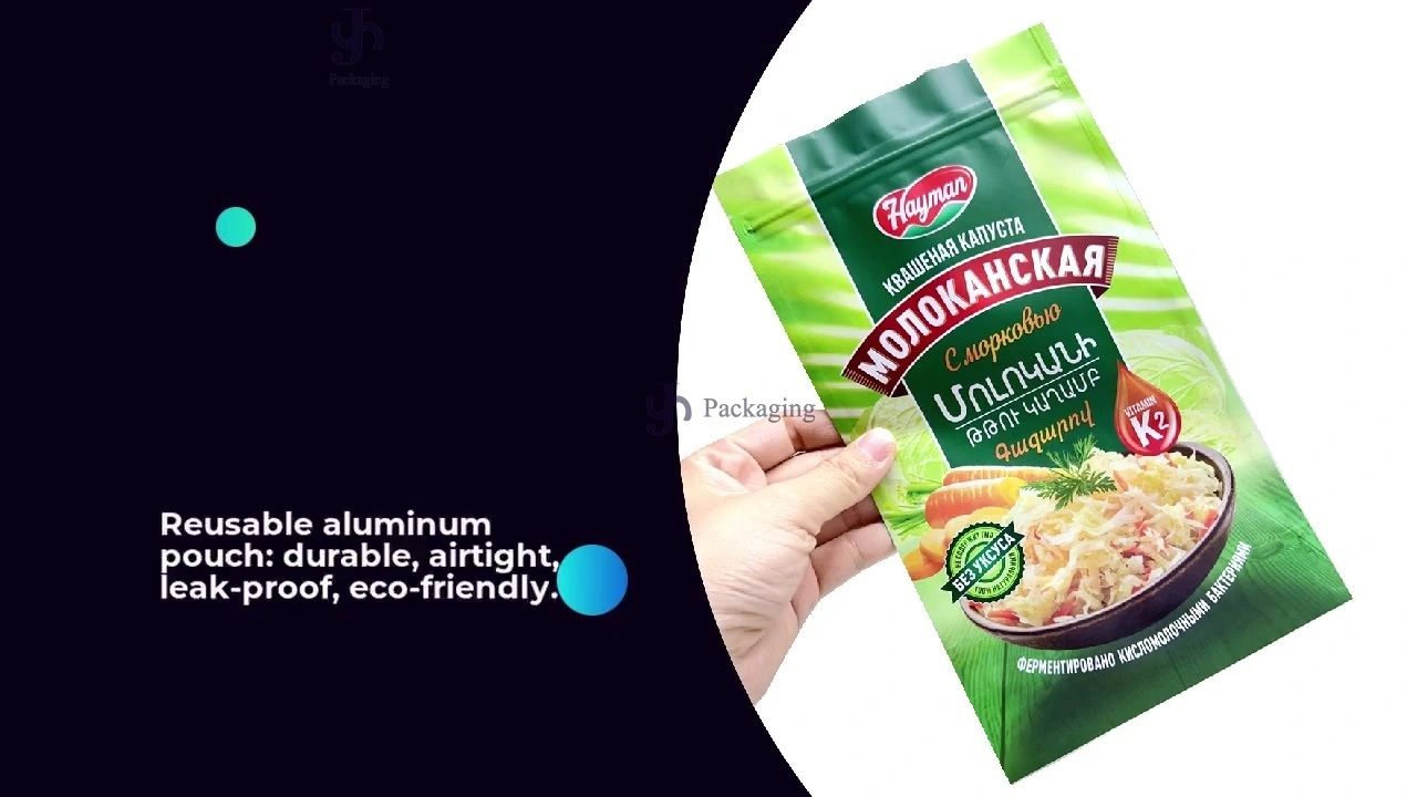 Kantong Berdiri Aluminium Foil Ritsleting yang Dapat Digunakan Kembali dan Kustom untuk Kemasan Makanan 1
