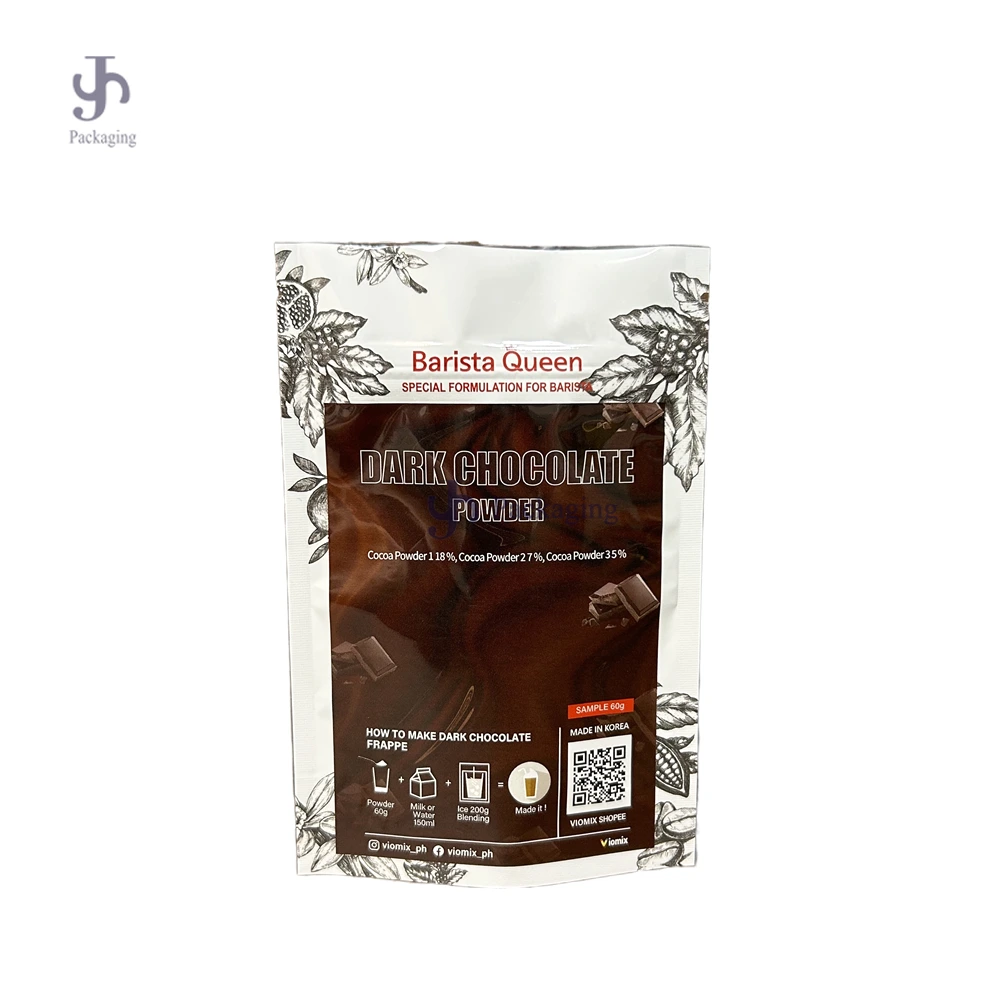Custom Aluminum Foil Stand-Up Pouch for Dark Chocolate Powder 1