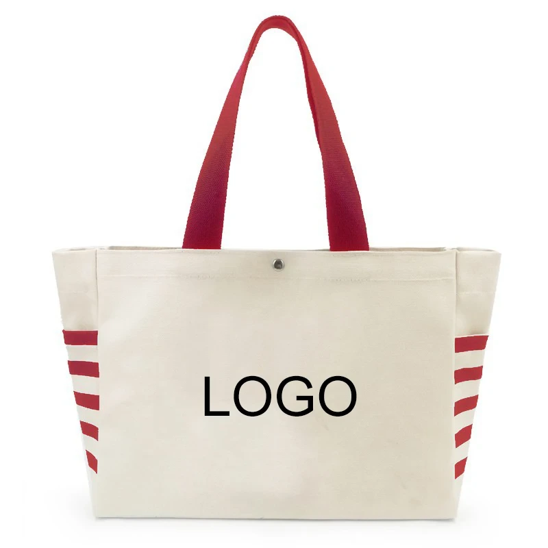 Canvas-Einkaufstasche mit Tasche und Reißverschluss-Einkaufstaschen, wiederverwendbar, umweltfreundlich, mit individuellem Logo-Design 1