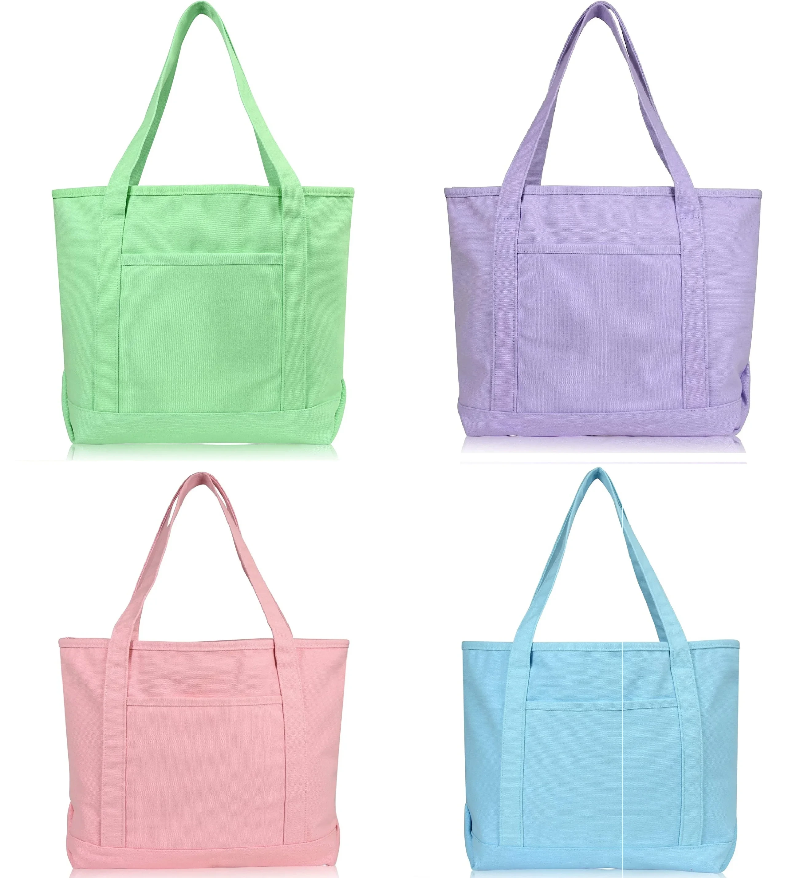 Hochwertige, schlichte, bedruckte Baumwoll-Canvas-Einkaufstasche mit langem Griff, Strandtasche, Einkaufstasche 1