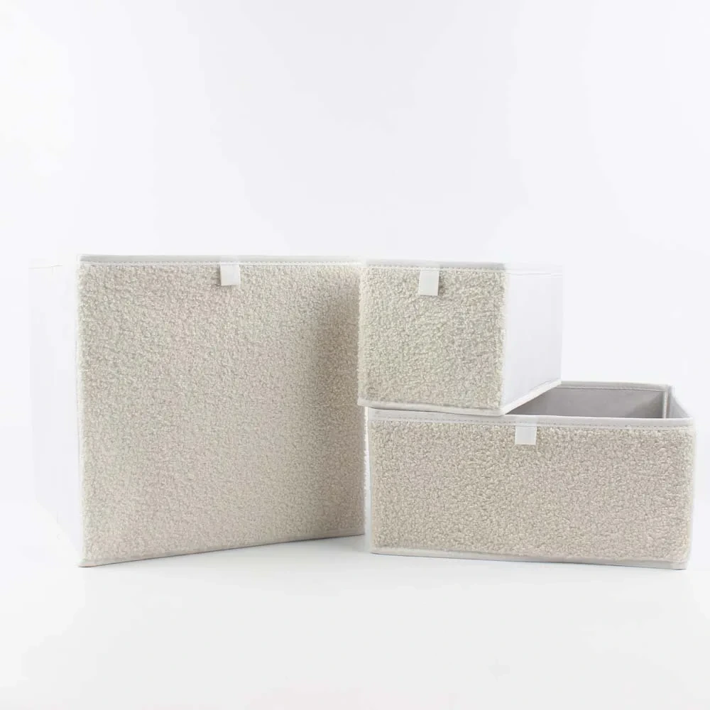Desktop Storage Box Flannel Non Woven Fabric Winter Design Foldable Storage Bin Cube Basket Use In Home Clothes Custom Design 1