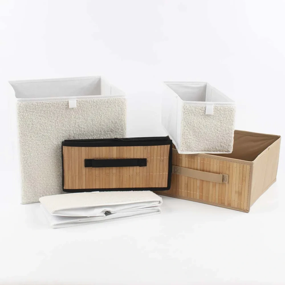 Desktop Toy Foldable Storage Box Jeans Clothing Flannel Non Woven Custom Design Fabric Collapsible Bin Cubes Basket 1