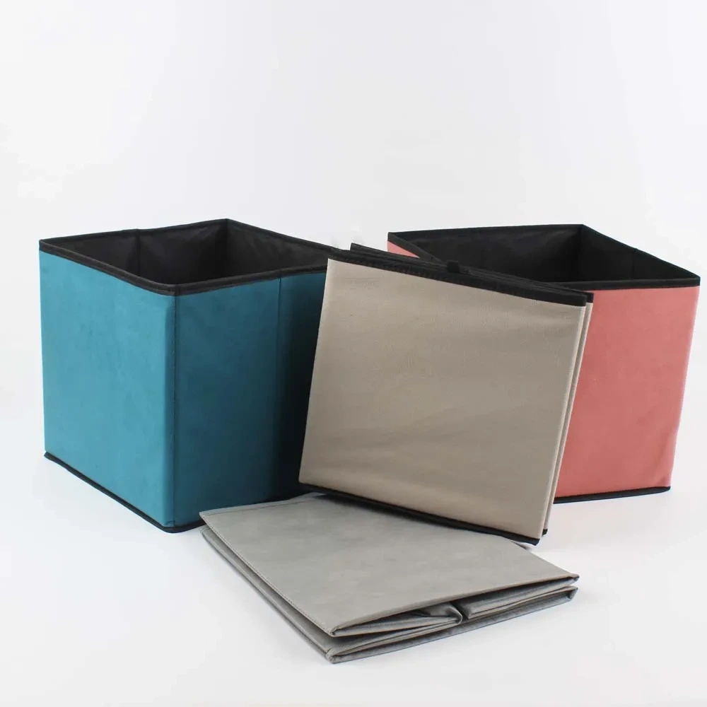 Desktop Storage Box With Handle Non-woven Household Items Foldable Storage Bin Cube Office Home 1