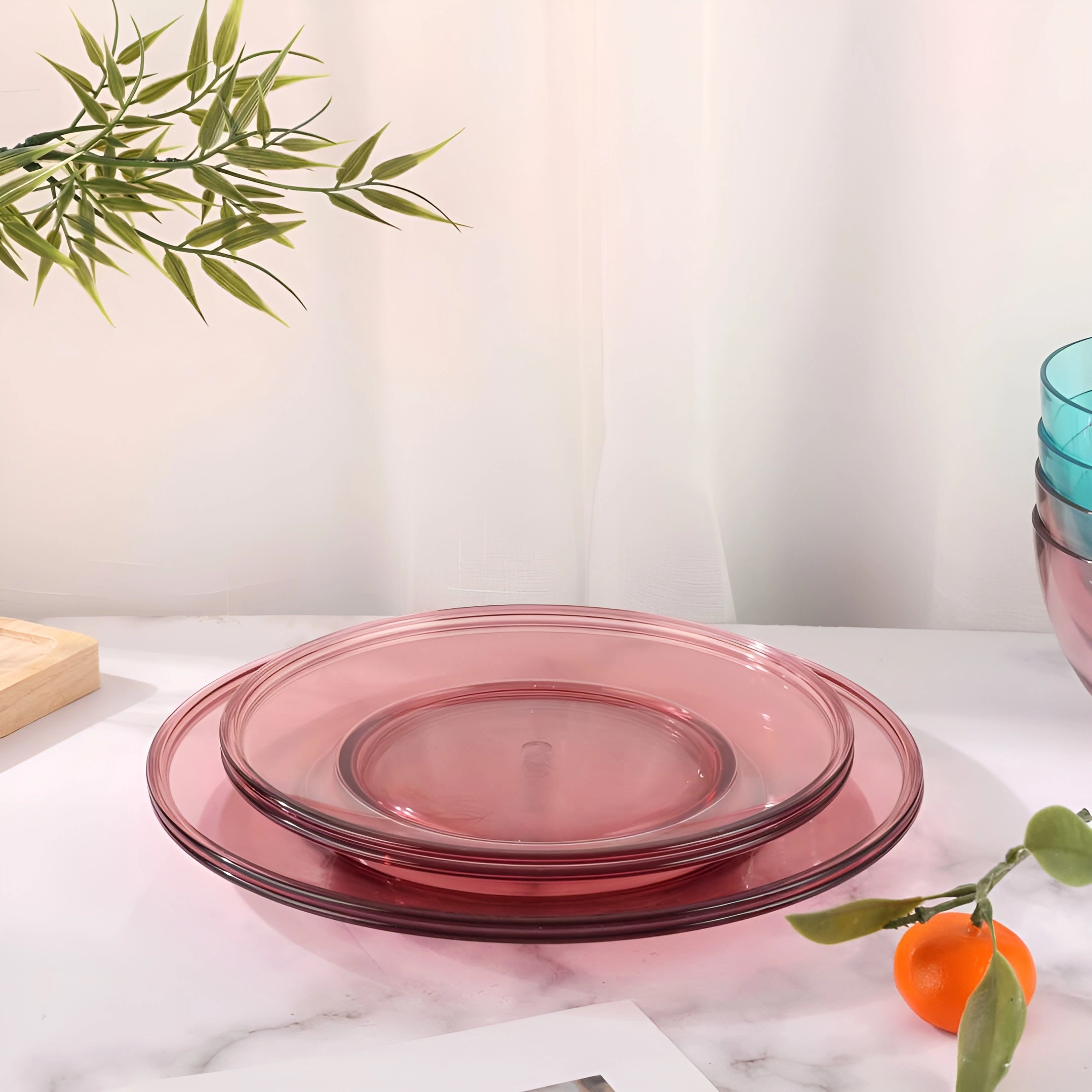XinGuo Plastic Dinnerware Set- Plates/Blows/Cups/Pitcher Reusable BPA Free Dishwasher Safe 1