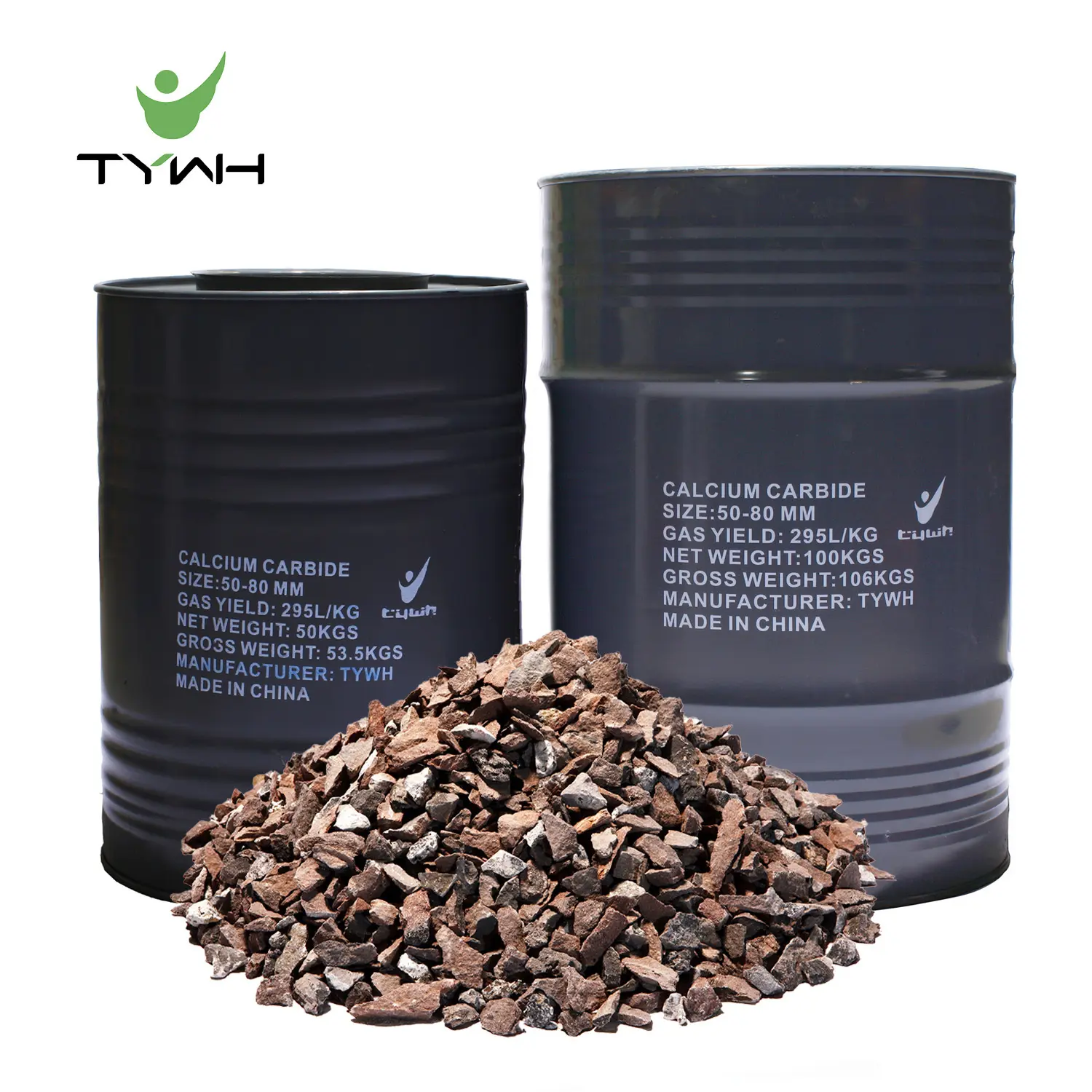 Nhà sản xuất Trung Quốc Trống sắt 15-25mm Canxi cacbua 100kg 1