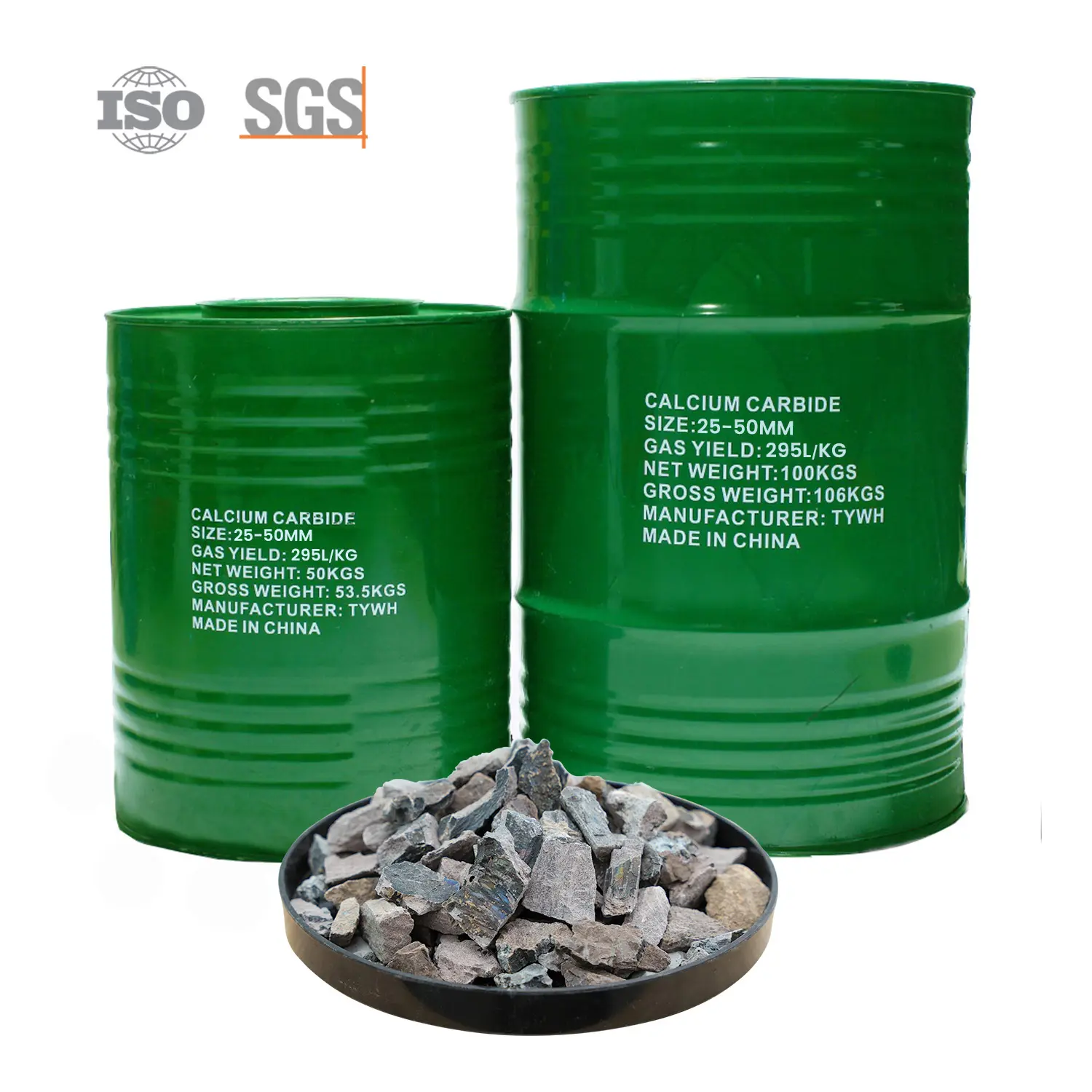 Planta de China Carburo de calcio CAC2 de 25-50 mm empaquetado en tambores de 50 kg 1