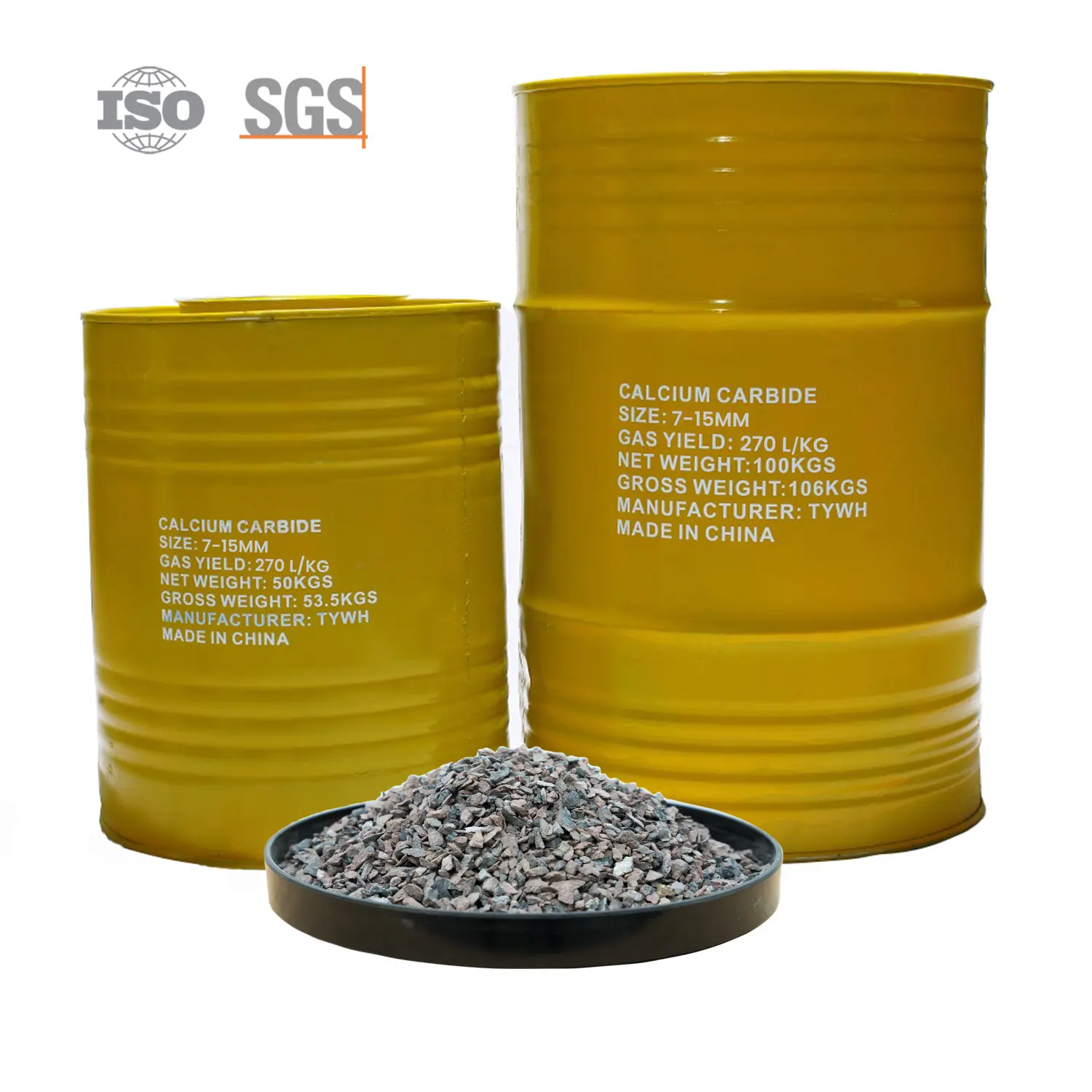 Carburo de calcio de 7-15 mm en tambores de 50 kg Planta de fabricación de China a la venta 1