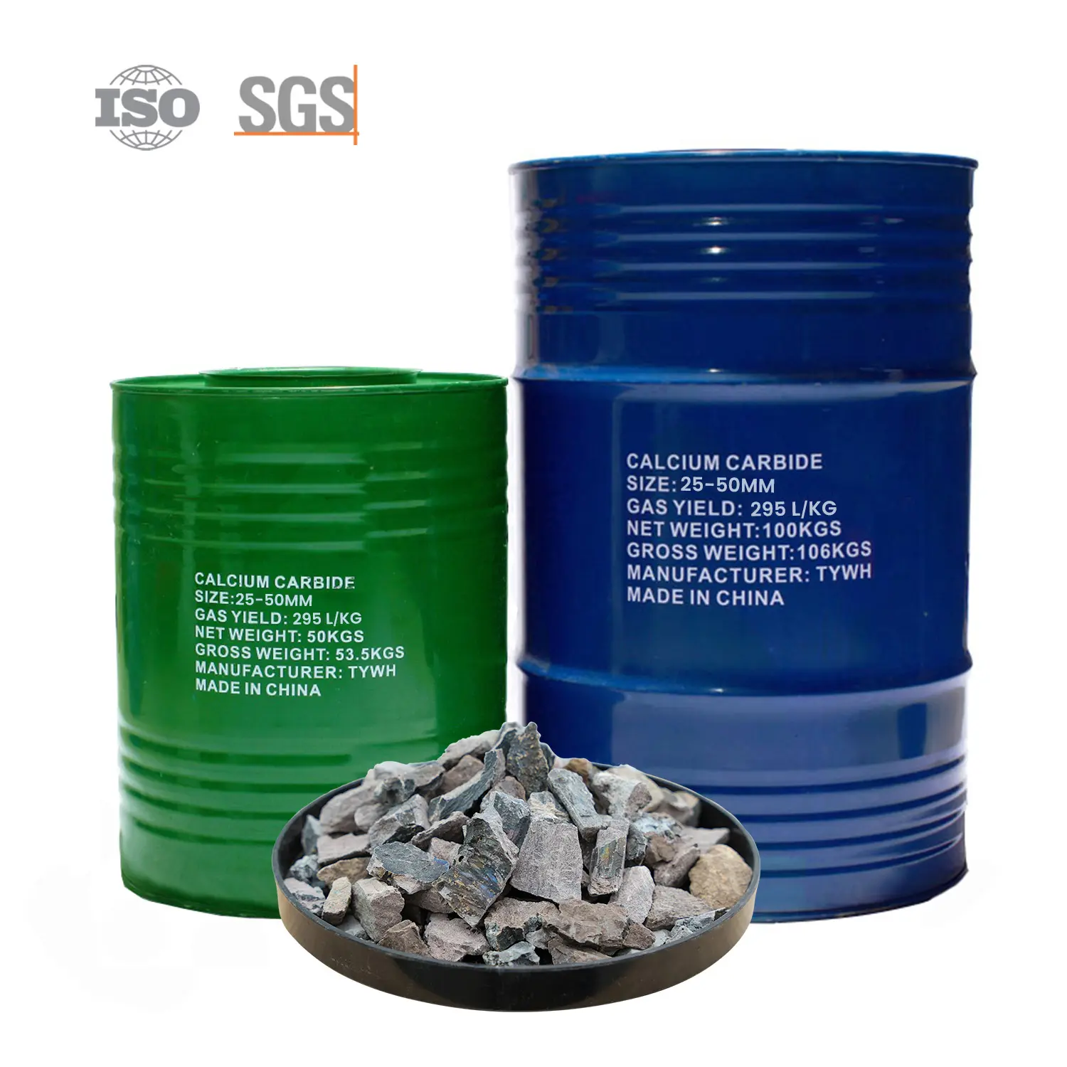 Carboneto de cálcio CAC2 de 25-50 mm em tambores de 100 kg para produção de gás acetileno 1